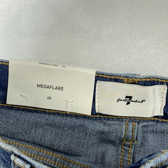 NWT 7 For All Mankind Jeans Megaflare Womens 25 High Rise 7FAM Bell Bottoms - Picture 5 of 16